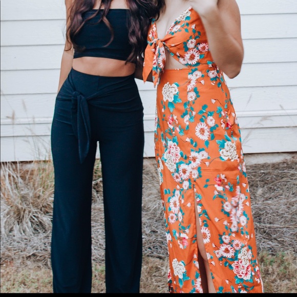 Nasty Gal Pants - BLACK TWO PIECE SET